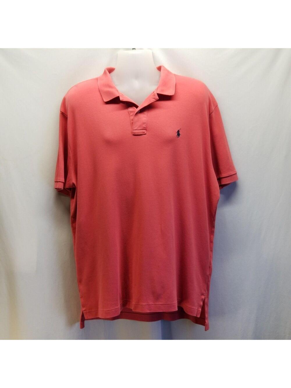 POLO Ralph Lauren Mens XL Salmon Color Short Sleeve Custom Fit Knit Shirt